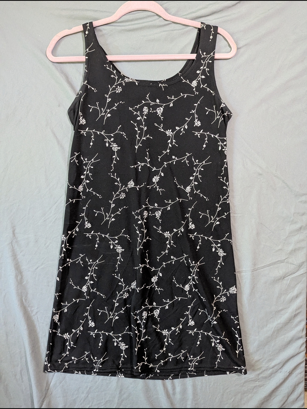 Sleeveless Black Floral A-Line Dress